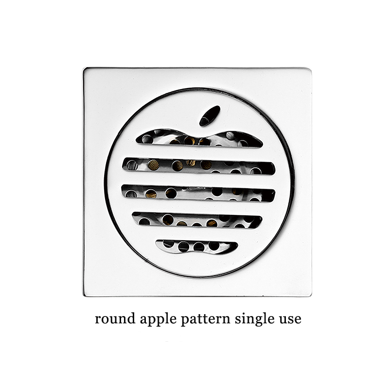 Hot Square 6mm Thick 4 Inch 201 Stainless Steel Round Apple Pattern Bathroom Shower Brass Anti Odor Floor Drain with Bayonet —XINZHIJIA/XUNJIA