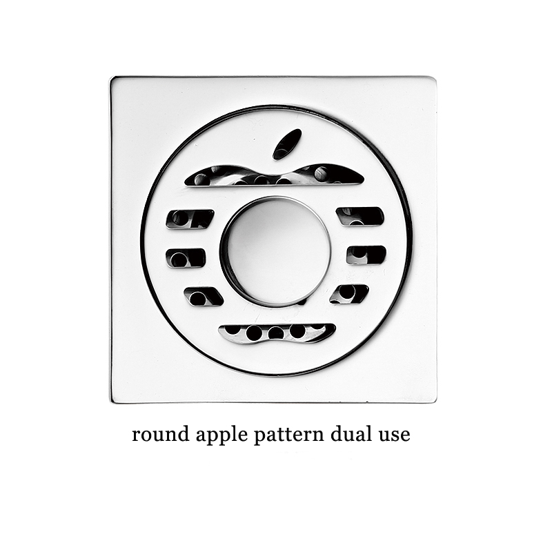 Hot Square 6mm Thick 4 Inch 201 Stainless Steel Round Apple Pattern Bathroom Shower Brass Anti Odor Floor Drain with Bayonet —XINZHIJIA/XUNJIA