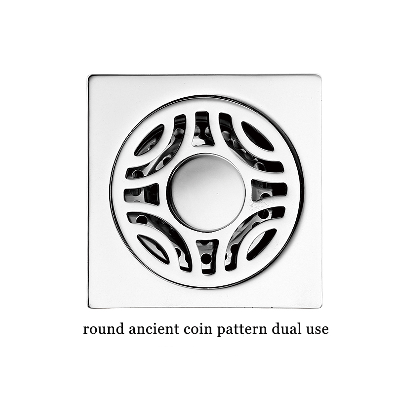 Hot Square 6mm Thick 4 Inch 201 Stainless Steel Round Apple Pattern Bathroom Shower Brass Anti Odor Floor Drain with Bayonet —XINZHIJIA/XUNJIA