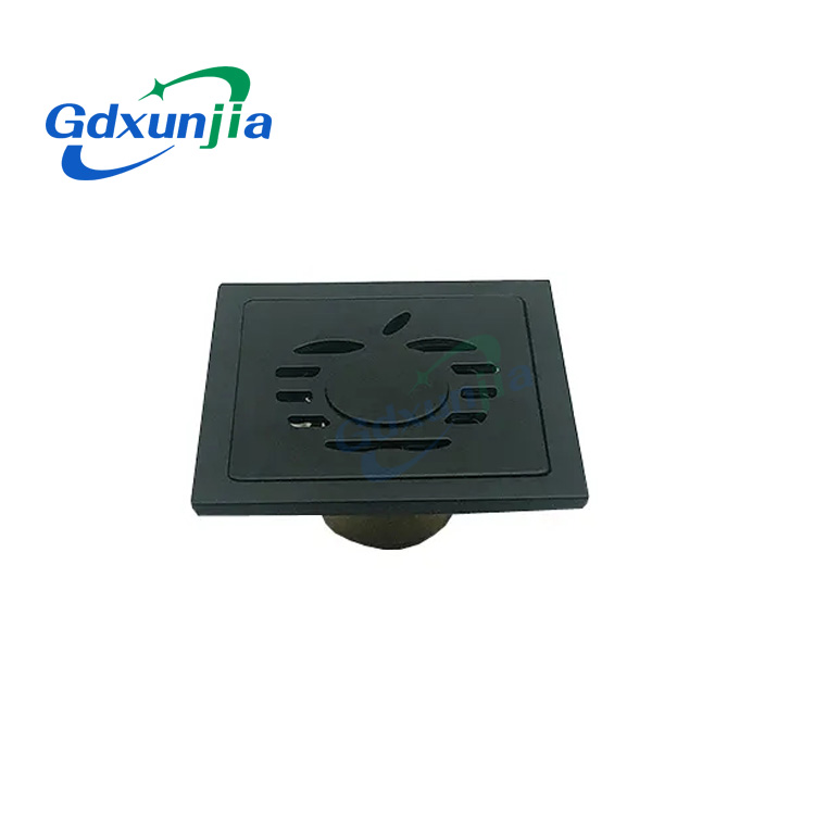 Hot Sale Black 4 Inch Double 6mm Thick Square Apple Pattern 201 Stainless Steel Bathroom Floor Drain —XINZHIJIA/XUNJIA
