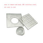 20*20 Cm 2 Mm Thickening 304 Stainless Steel Square Floor Drain with Common Odor Large Flow Core