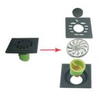 Wholesale Dual 6mm Thick 4 Inch Square Black 201 Stainless Steel Bathroom Shower Plastic Straight Drain Anti Odor Floor Drain